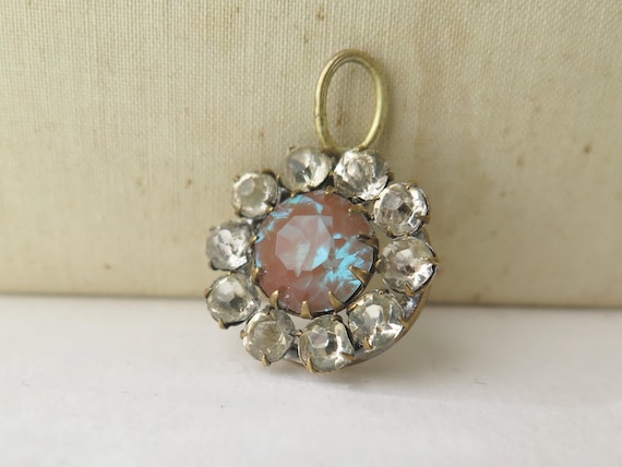 Antique Edwardian Saphiret and Paste Cluster Pend… - image 10