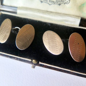Art Deco Gold on Silver Cuff Links, Oval Cufflinks, Engine Turned Engraved Cufflinks Classic Cufflinks, Present for Husband, Present for Dad