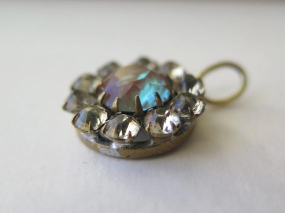 Antique Edwardian Saphiret and Paste Cluster Pend… - image 8