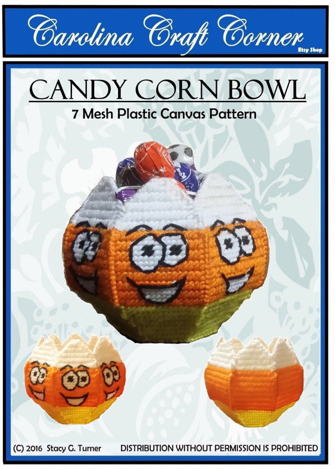 SALE! Halloween Candy Corn Bowl 7 Mesh Plastic Canvas Pattern ...