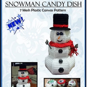 Price Buster Sale! Only 3.99! Snowman Candy Dish 7 Mesh Plastic Canvas Pattern Top Seller - Instant Download PDF