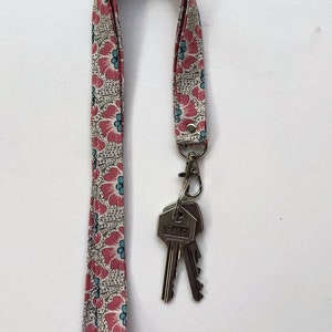 gebloemde keycord sleutelhanger key cord sleutel hanger badge houder ID kaart houder sleutel koord mlous katoen minimalist