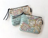 little retro zipper pouch with world map pattern coin pouch little wallet zipper purse tiny travel pouch zipper wallet boho bohemian purse