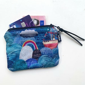 Petit portefeuille mini portefeuille au design rétro minimaliste avec arcs-en-ciel de mer et pochette bateau vegan bymlous
