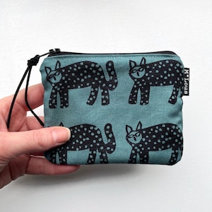 Cartera pequeña azul gris gatos gatos y/o panteras cartera pequeña bolsa cambio mini neceser bolsa retro mlous vegano