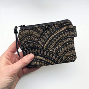 Monedero pequeño de oro negro, monedero pequeño, estuche para cambio, neceser, estuche retro geométrico minimalista, estuche vegano bymlous