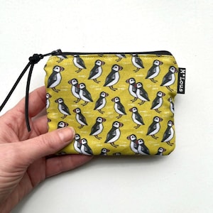 Monedero pequeño retro amarillo, monedero pequeño, estuche para cambio, neceser, estuche puffin vegano, estuche bohemio bohemio Mlous