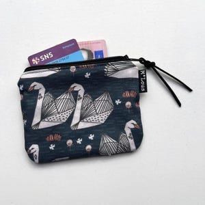 Carteira retrô azul pequena com bolsa de carteira de cisnes para trocar pássaros veganos minimalistas boho estilo boêmio