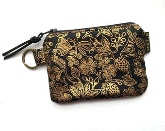 small key chain zipper pouch coin pouch black and gold small wallet pocket money make up bag minimalist zipper keys purse tiny wallet retro