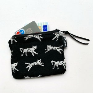 Cartera negra gatos gatos y/o panteras cartera pequeña bolsa cambio mini neceser bolsa retro mlous vegano