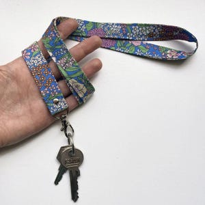Gebloemde keycord sleutelhanger key cord sleutel hanger badge houder ID kaart houder sleutel koord mlous katoen minimalist