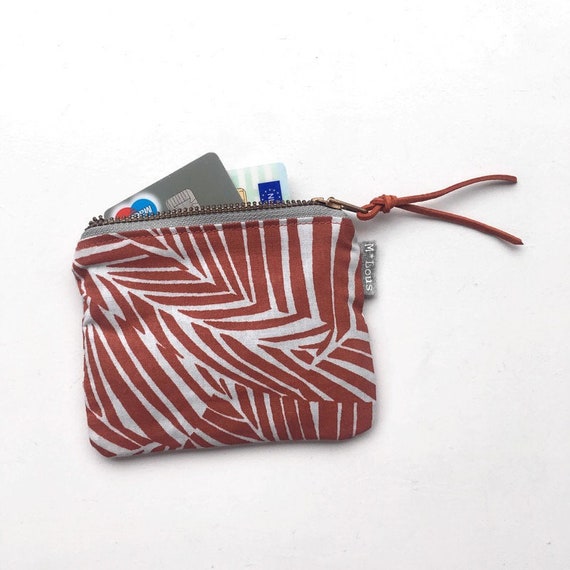 Small Rust Minimalist Leafs Zipper Pouch Coin Pouch Urban Jungle