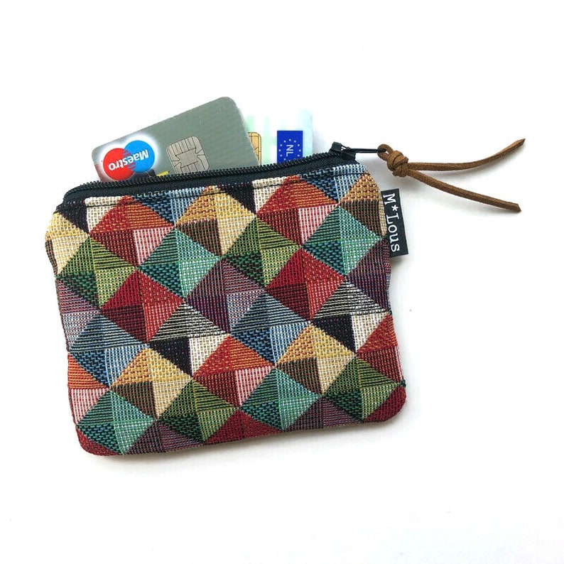 Klein portemonneetje portemonnee klein etuitje kleingeld toilettasje etui retro geometrisch minimalistisch bymlous vegan etui bohemian boho afbeelding 4