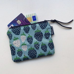 Monedero pequeño mini cartera retro azul arándanos minimalista etuitje pequeño cambio mini bolsa bolsa vegana Loesvanoosten