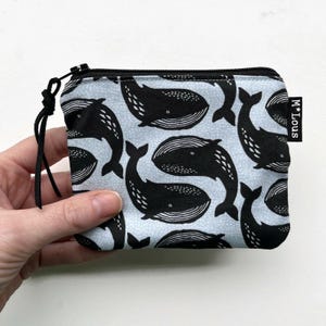 Cartera pequeña con ballenas azules, mini cartera, bolsito pequeño, monedero de cambio, mini neceser, mini bolsito, minimalista
