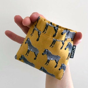 small coin pouch ochre yellow coin wallet pinch purse squeeze wallet zebra's pattern change wallet boho bohemian travel pouch byMlous image 2