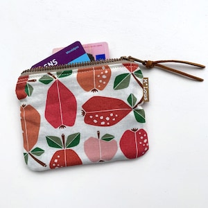 Cartera pequeña mini cartera retro fruta peras manzanas minimalista etuitje pequeño cambio mini bolsa bolsa vegana Loes van oosten