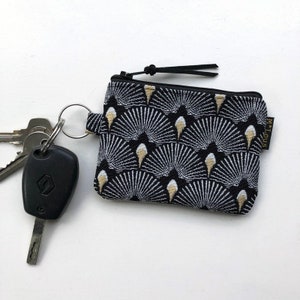 Monedero pequeño con colgador de llaves en blanco y negro, estuche pequeño, estuche para cambio, estilo retro minimalista mlous