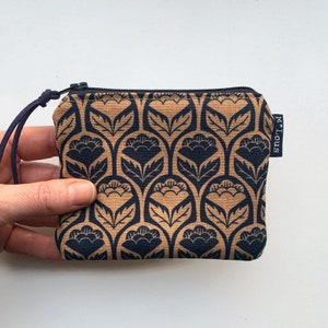 Cartera azul beige con estampado floral retro mini cartera neceser neceser minimalista bohemio boho