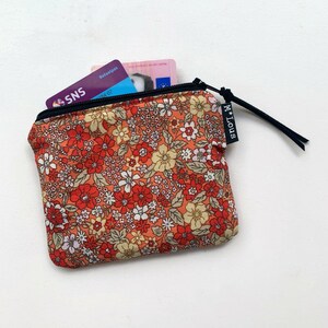 Petit portefeuille fleuri rouge orange avec portefeuille fleurs rétro petite pochette fleurs mini trousse de toilette pochette byMlous