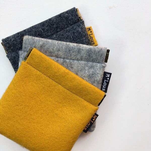 small coin purse felt pinch purse etui squeeze wallet wool felt change wallet tiny boho purse with an flex top small coin wallet by mlous
