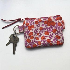 Petit porte clé rose portefeuille mini portefeuille fleurs rétro petite pochette monnaie pochette clé minimaliste trousseau de clés