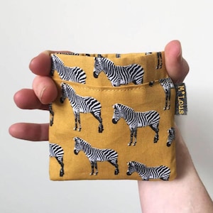 small coin pouch ochre yellow coin wallet pinch purse squeeze wallet zebra's pattern change wallet boho bohemian travel pouch byMlous image 1