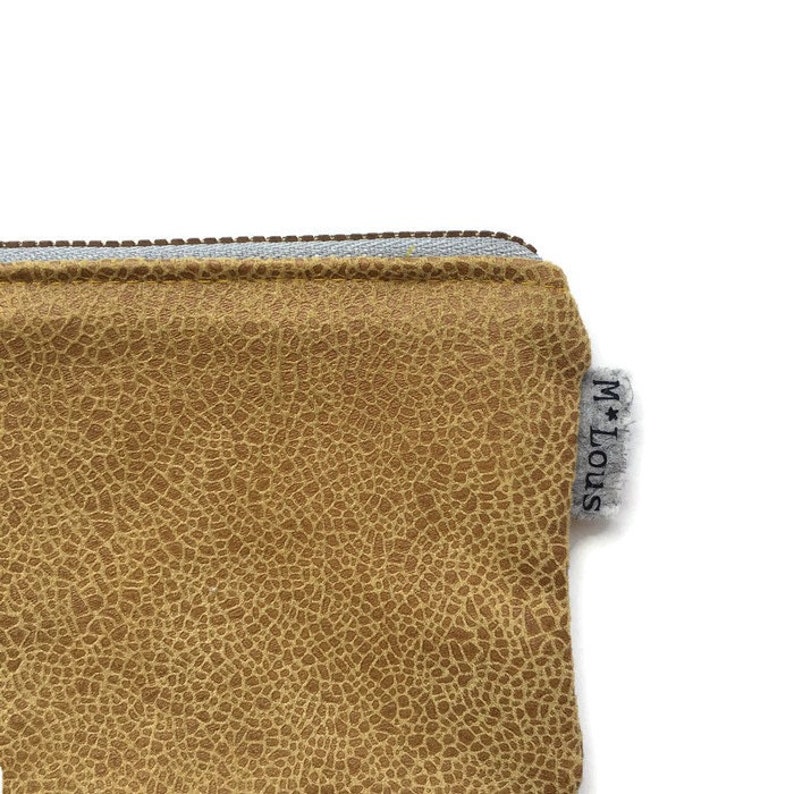 Tiny zipper pouch mustard wallet ochre coin pouch vegan pouch mini faux leather purse small pouch zipper purse minimalist retro bymlous