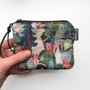 Cartera pequeña mini cartera con un diseño retro minimalista bosque de cuento de hadas zorros zorros estuche vegano bymlous