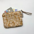Flowered coin purse little zipper pouch coin pouch small wallet vegan boho zipper purse tiny wallet travel pouch retro ochre purse byMlous product logo