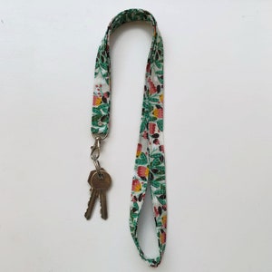Gebloemde keycord sleutelhanger key cord sleutel hanger badge houder ID kaart houder sleutel koord mlous katoen minimalist