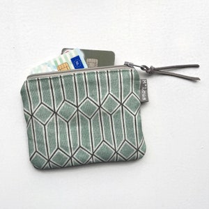 green little zipper pouch coin pouch vegan  little wallet cosmetic tiny bag zipper mini purse tiny wallet bag retro print ByMlous
