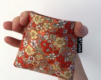 Orange red flowered coin pinch purse with a minimalist design small retro etui squeeze pouch coin wallet pocket money geometric mlous