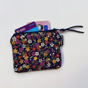 Carteira pequena azul escuro com flores retrô carteira pequena bolsa de flores mini bolsa de higiene pessoal byMlous