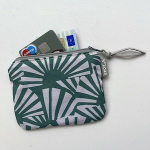Cartera pequeña de color verde cadera con sol poniente pequeña bolsa cambio bolso mini neceser bolsa atardecer urbano minimalista