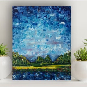 River Banch painting  Ukrainian landscape River bank oil painting Landscape Painting  Stay with Ukraine Paintings For Sale