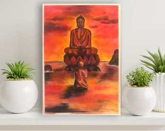 Digital download JPG file Ukraine Buddhist monk painting, Stay with Ukraine, Ukraine sellers, Ukraine art, Ukrainian shops, Ukrainian people