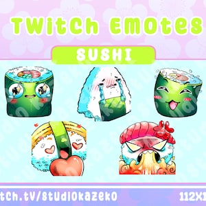 Kawaii Sushi Twitch Emotes For Stream!
