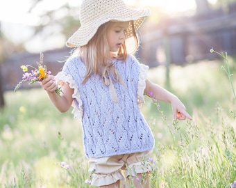 Knitting PATTERN - Top Tunic Baby - XXL Adult sizes PDF Original Designed "Wisteria" Flat Lace Knitted Poncho. English Language!