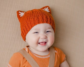 Cat or Fox Ears Hat Beanie in any size. Original Designed Cat Hat OOAK , Made to Order