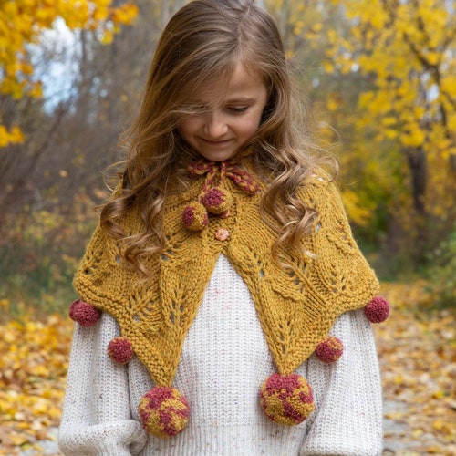 Knitting Pattern Leaves Capelet Toddler Child Xs L Xl Etsy