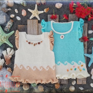 Knitting PATTERN - Jellyfish in a Waves (baby, toddler, child, teen, adult, XXL sizes), Instructions in ENGLISH language.