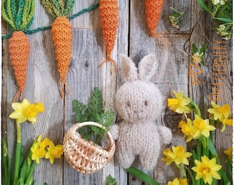 BUNNY Knitting PATTERN Two sizes Any yarn instructions pdf. Lovey Toy or Photoprop, Pdf in ENGLISH language