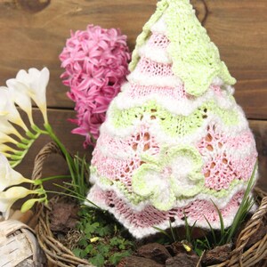 PDF Knitting Pattern - Pixie Gnome Lace style Hat "Upside Down Flower". One size for 2-5 y.o. Written in US ENGLISH