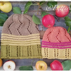 Boho Linen Cotton Lace "Garden" Beanie Knitting Pattern PDF, NB up to Adult size Hat Original Designed Lace Hat Pattern. PDF. English.