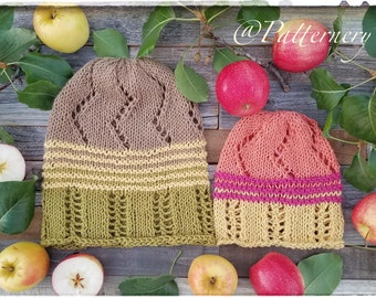Boho Linen Cotton Lace "Garden" Beanie Knitting Pattern PDF, NB up to Adult size Hat Original Designed Lace Hat Pattern. PDF. English.