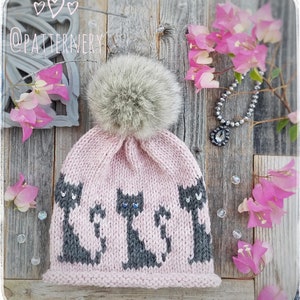 Knitting Pattern Luna the Cat PIXIE or HAT NB, Baby, Toddler, Child, Teen Adult, 2 Looks in one, knitting instructions Pdf in English image 5