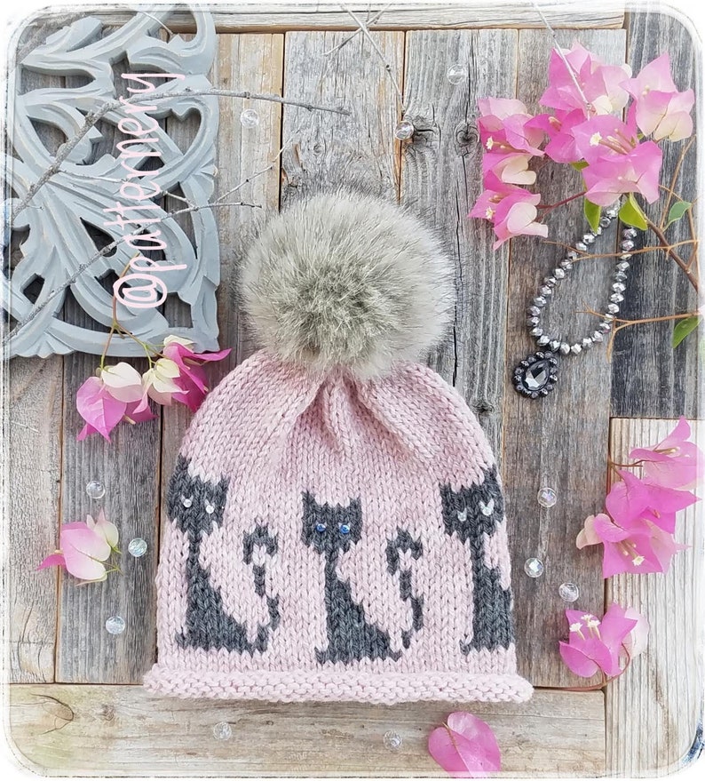 Knitting Pattern Luna the Cat PIXIE or HAT NB, Baby, Toddler, Child, Teen Adult, 2 Looks in one, knitting instructions Pdf in English image 1