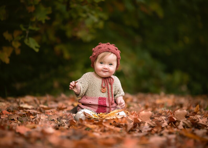 Knitting Pattern Pink Peppercorns Bobble Bonnet, NB 2 y.o. size, Photoprop Bonnet, FLAT knitted PDF image 2