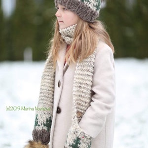 BULKY Christmas Trees Toque Knitting Pattern, Fair Isle Knit Hat, Bulky Pdf. Faux Fur Pom Instructions. Preemie up to Adult sizes. English image 6